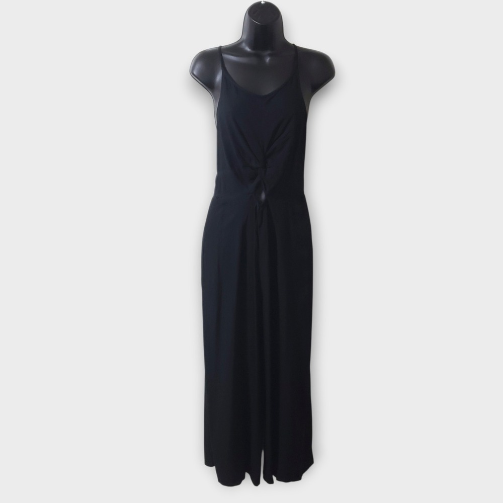 Angie Womens Black Rayon Twist Front‎ Cutout Wide Leg Jumpsuit Size L